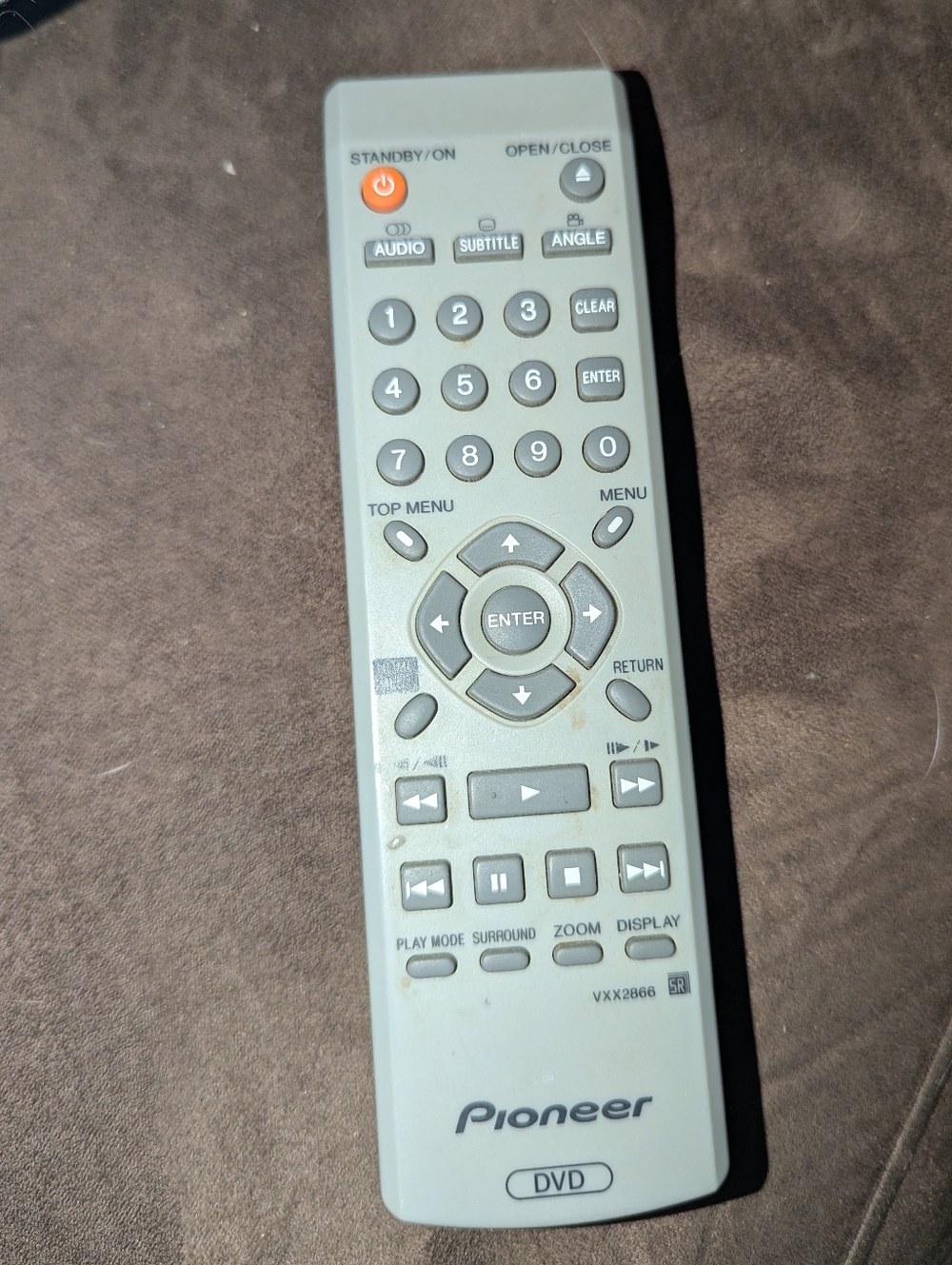 Pioneer DVD Remote Control VXX2866 Genuine OEM Replacement Gray Tested Working